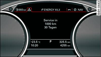 Instrument cluster display: Service interval display